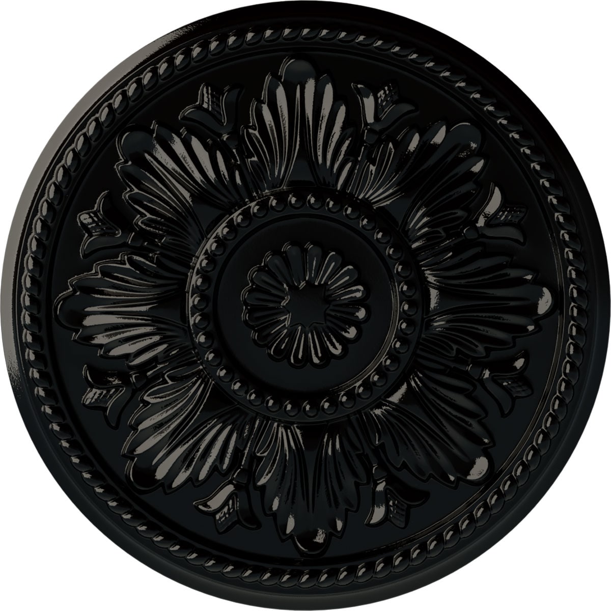 Ekena Millwork CM18EDBPS Edinburgh 18-in W x 18-in L Painted Black Pearl Polyurethane Whole Ceiling Medallion