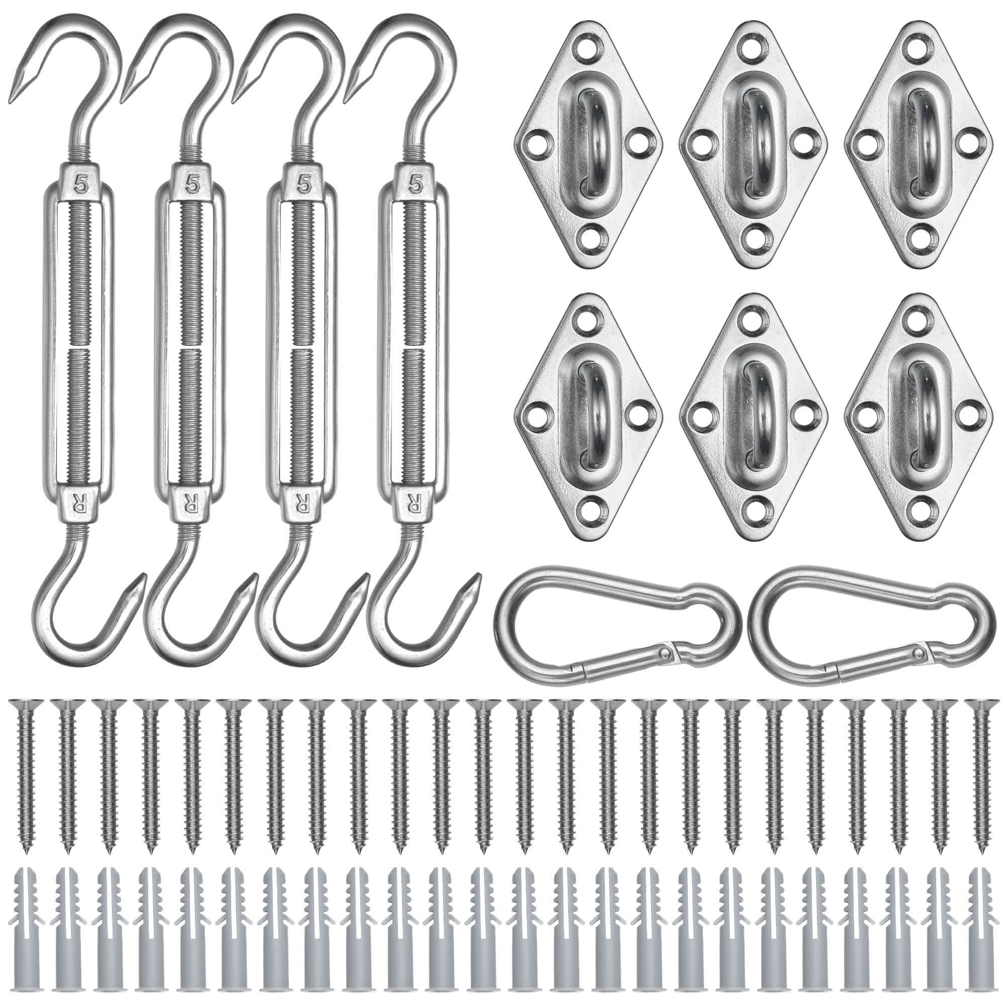 Yescom 07SSS024-H-T5INX2-LO Triangle Sun Shade Sail Hardware Kit 304 Anti-Rust Stainless Steel Garden 2 Pack