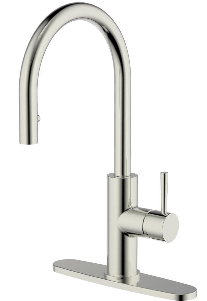 Casmir Brushed Nickel Single Handle Kitchen Faucet with Sprayer (Deck Plate Included) | - CMI 192-6484