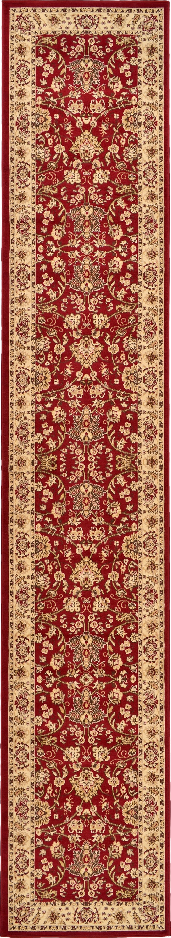 Unique Loom 3119205 Washington Sialk Hill 2 x 16 (ft) Loomed Polypropylene Burgundy/Ivory Rectangular Indoor Floral/Botanical Vintage Runner rug