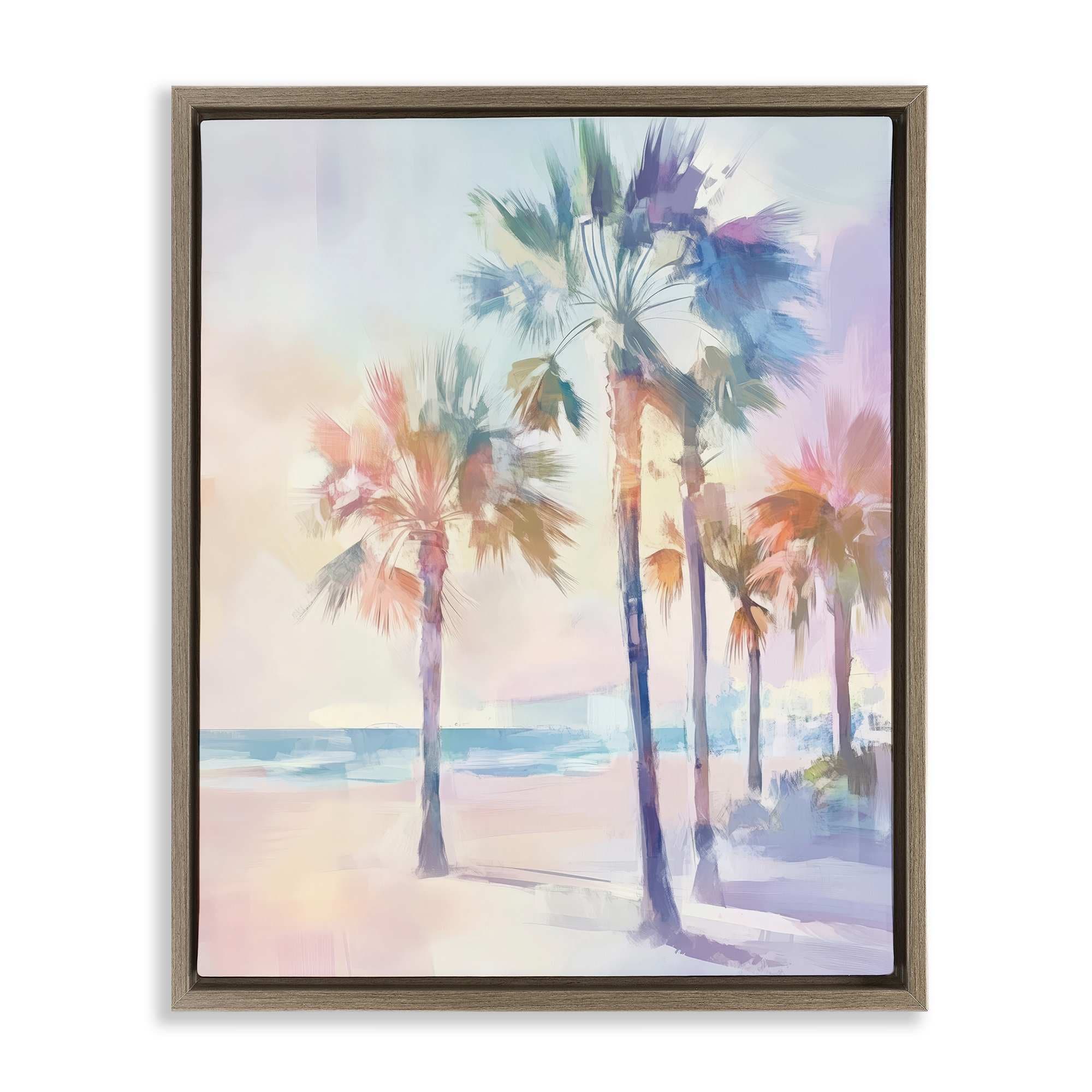 Stupell Industries BT-687-FFE-24X30 Pastel Warm Palm Trees Floating Frame design by Arlington Prints