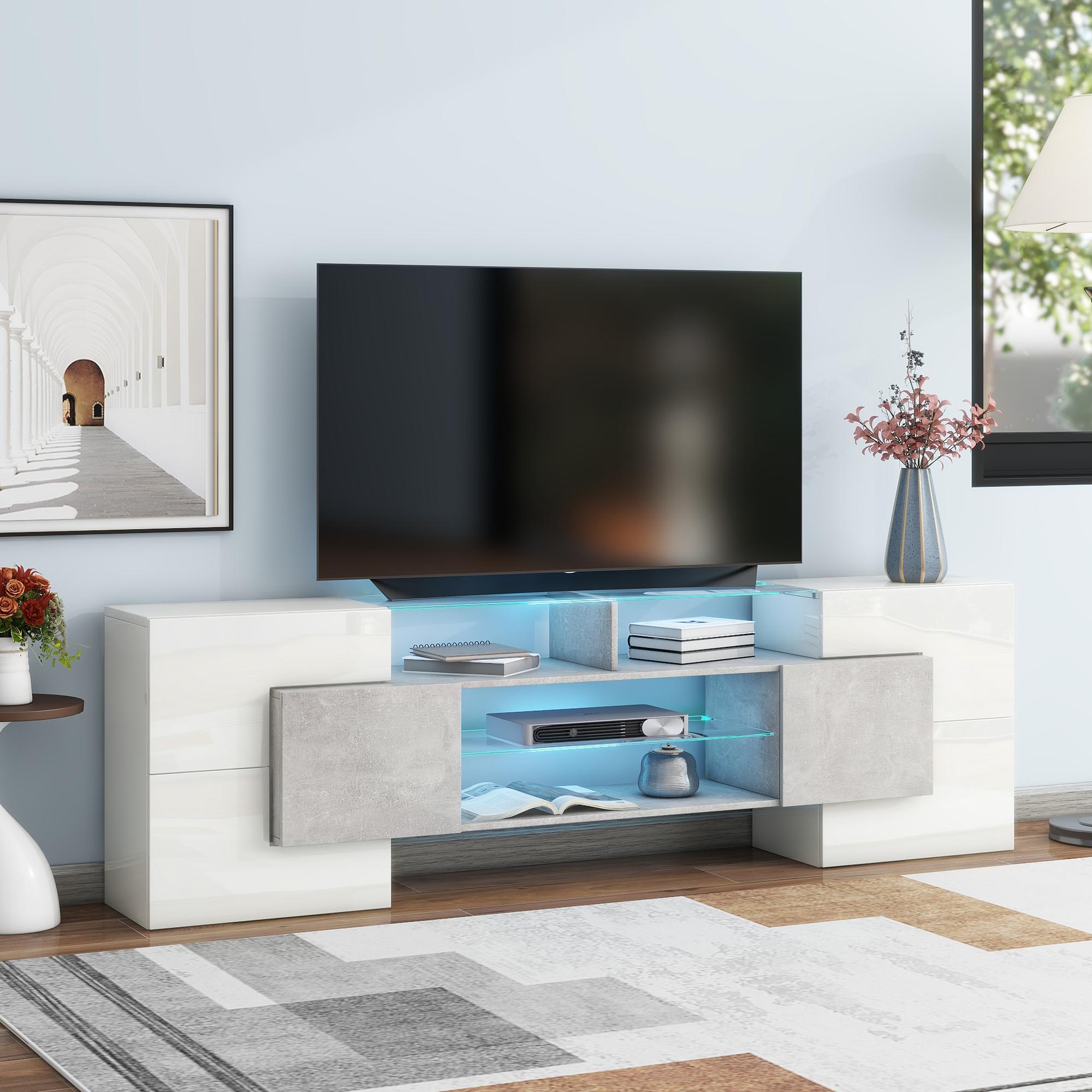 Bayfeve BF-SD16E-IN Versatile TV Cabine Modern/Contemporary Grey TV stand ( Accommodates TVs up to 80-in )