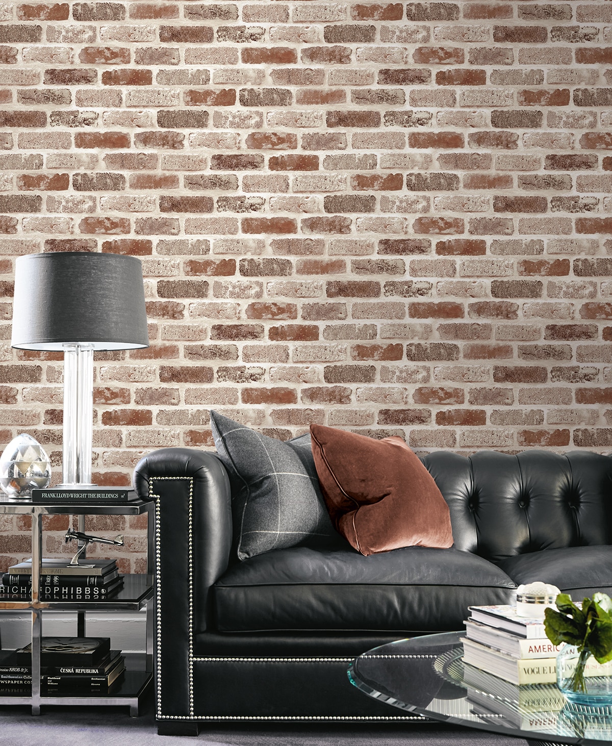 Adobe Grey Faux Brick Peel and Stick Wallpaper