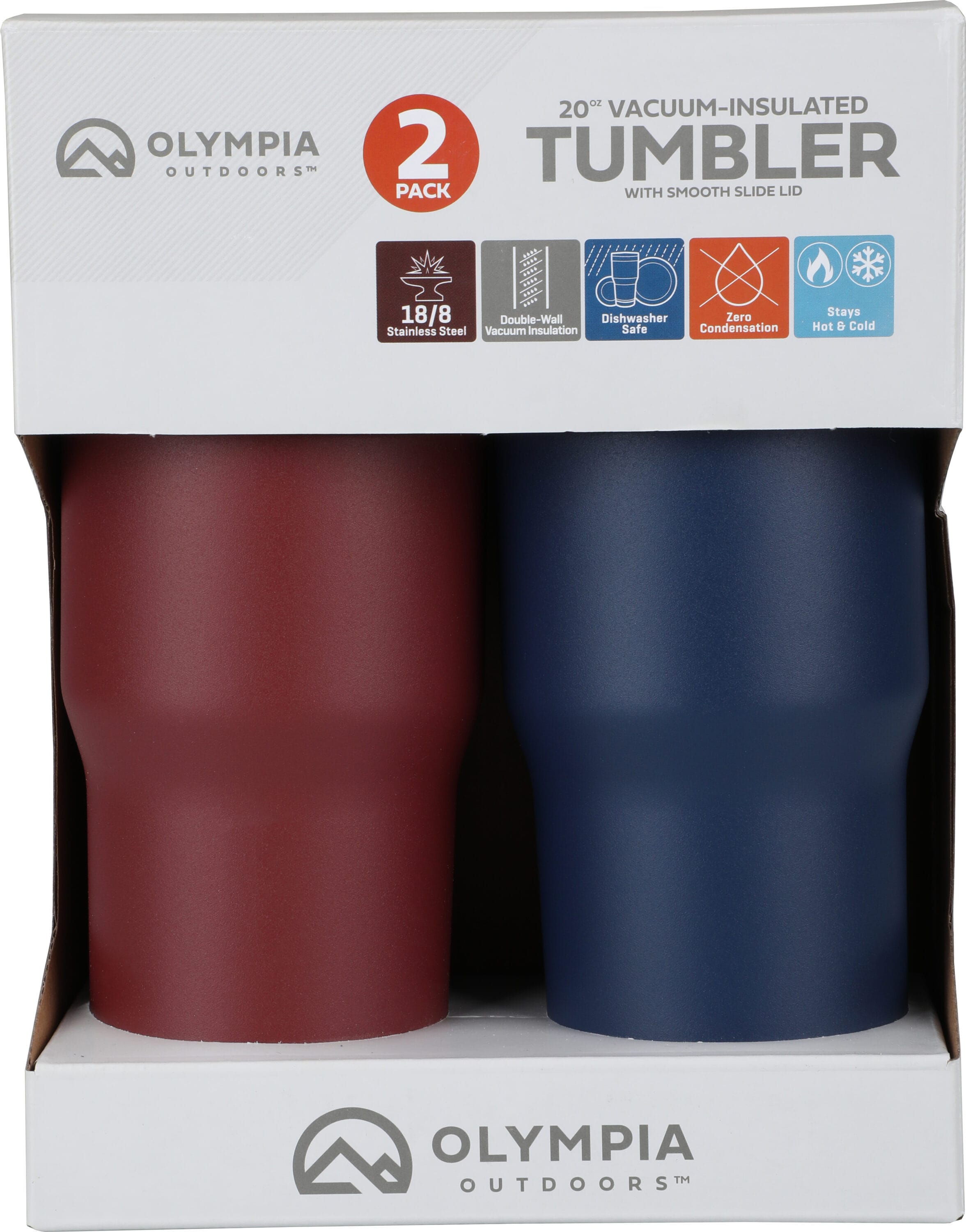 OLYMPIA OUTDOORS 20-fl oz Stainless Steel Insulated Tumbler Set (2-Pack) in  the Water Bottles & Mugs department at