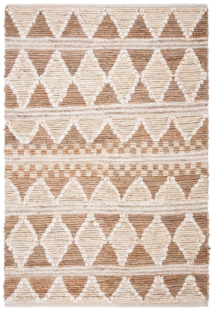 Safavieh NF958T-4 Natural Fiber Semsa 4 x 6 (ft) Jute Brown/Beige Rectangular Indoor Geometric Coastal Area rug