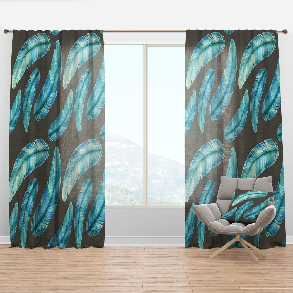 Designart CTN18996-52-63 63-Inches Blue Abstract Room darkening Thermal lined Rod pocket Single curtain panel