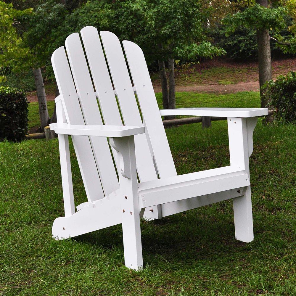 Shine Company Marina White Wood Frame Stationary Adirondack Chair with ...