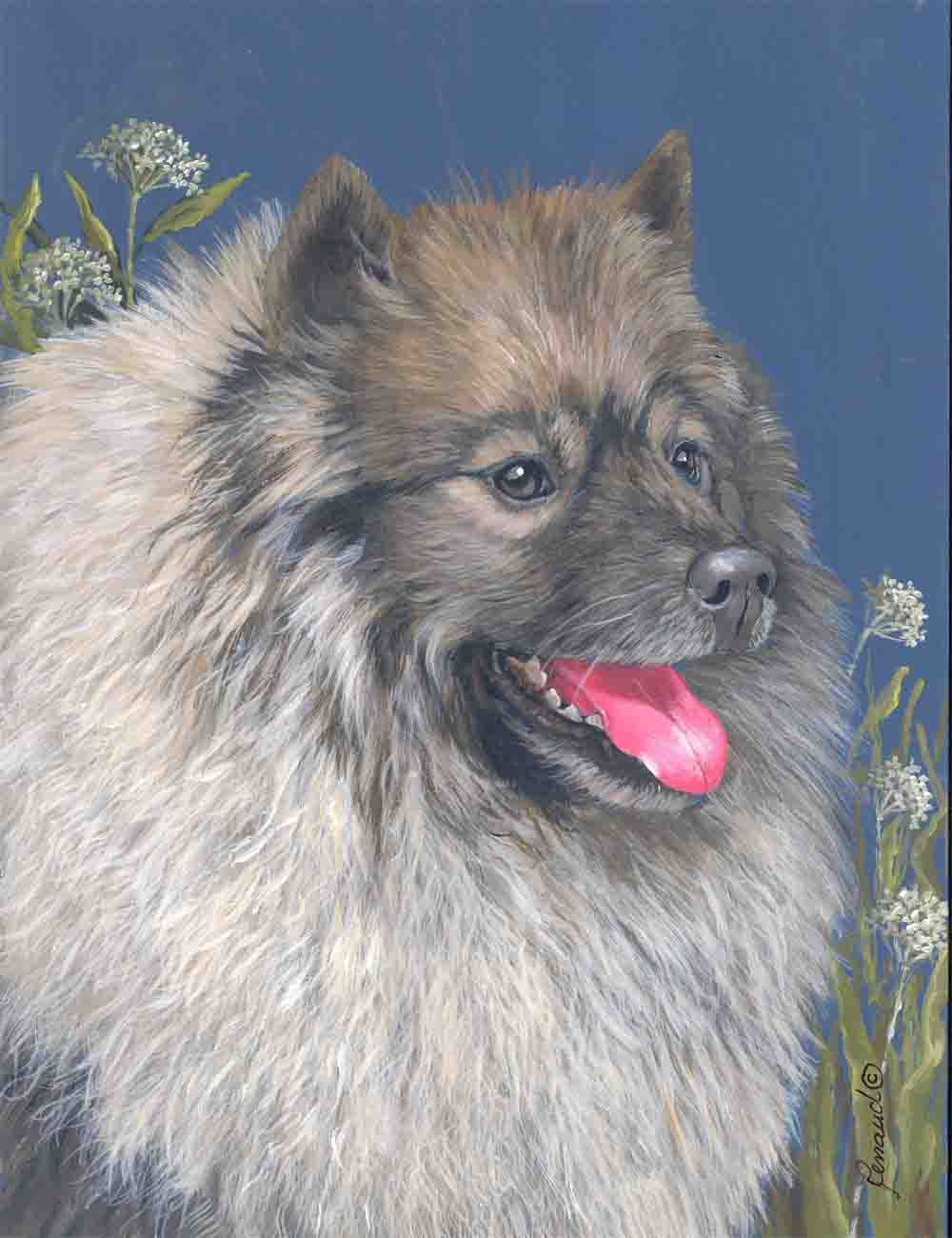 Precious Pet Paintings Keeshond 2.33-ft W x 3.33-ft H Spring Flag at