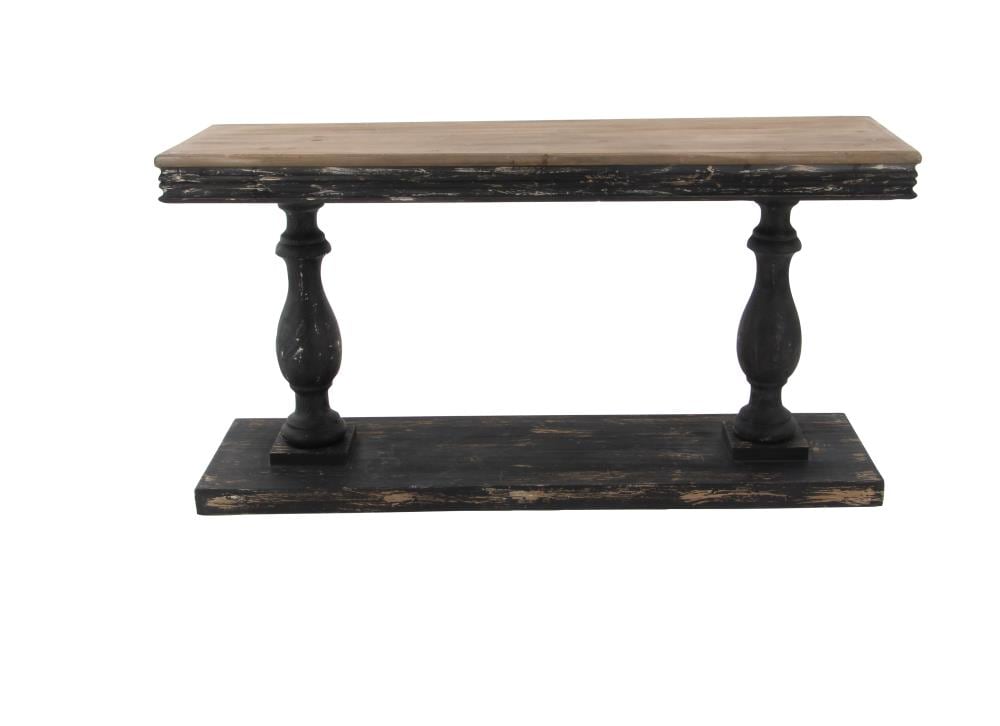 Grayson Lane Rustic Wood Console Table, Black Turned Leg Console Table