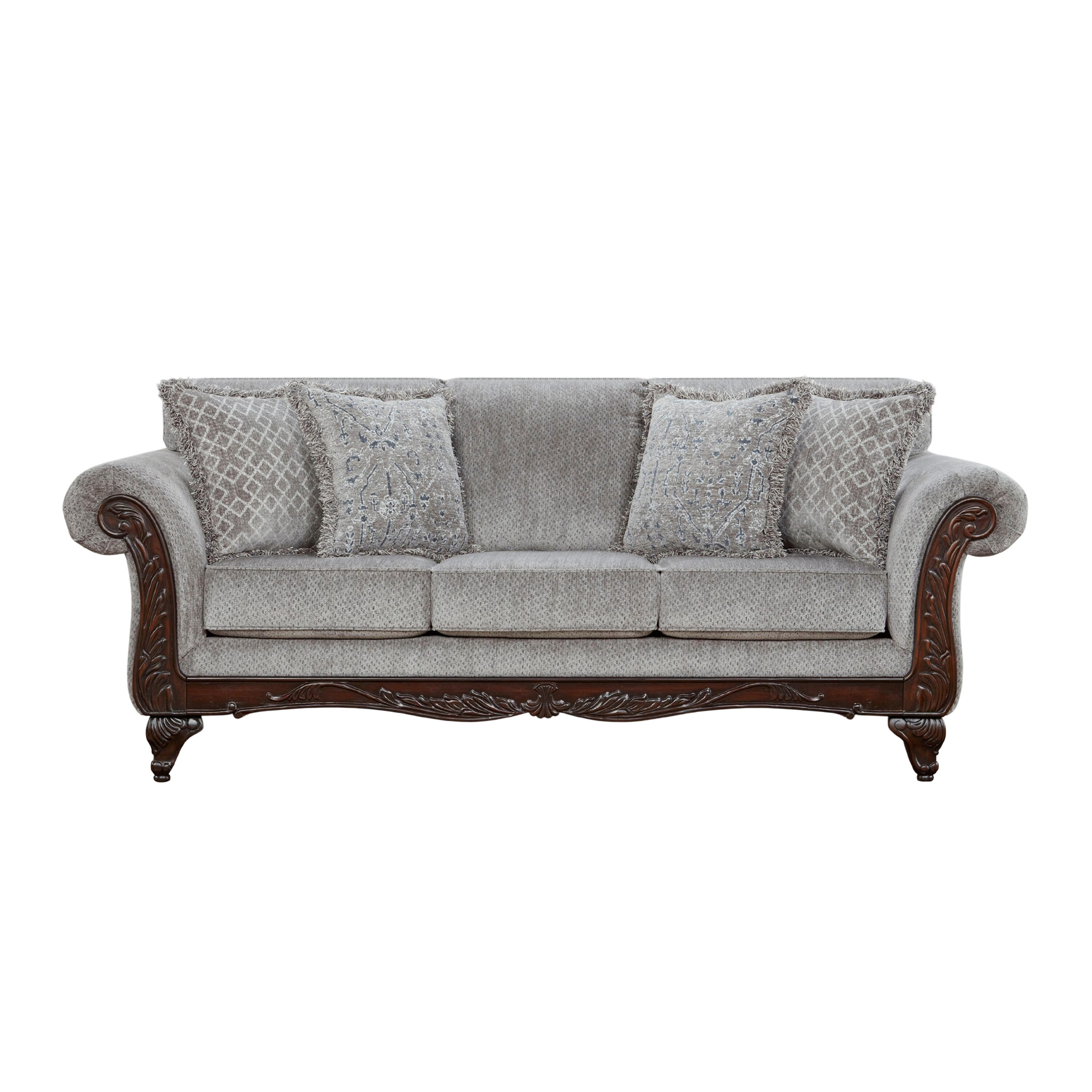 Roundhill Furniture Hernen Casual Chenille Grey Living Room Set