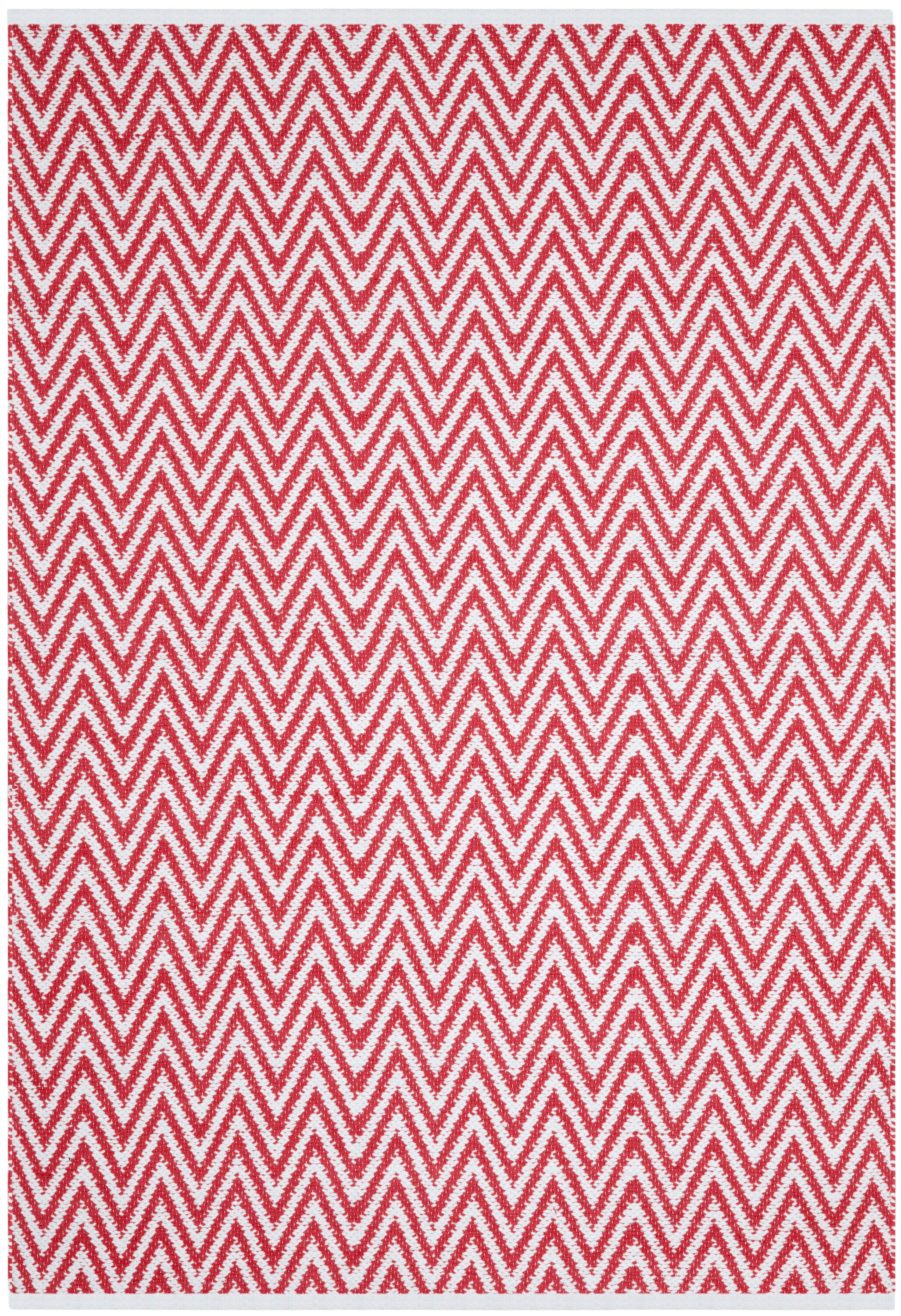 Coastal Charm Red/Ivory Handwoven Cotton 5'x7' Area Rug