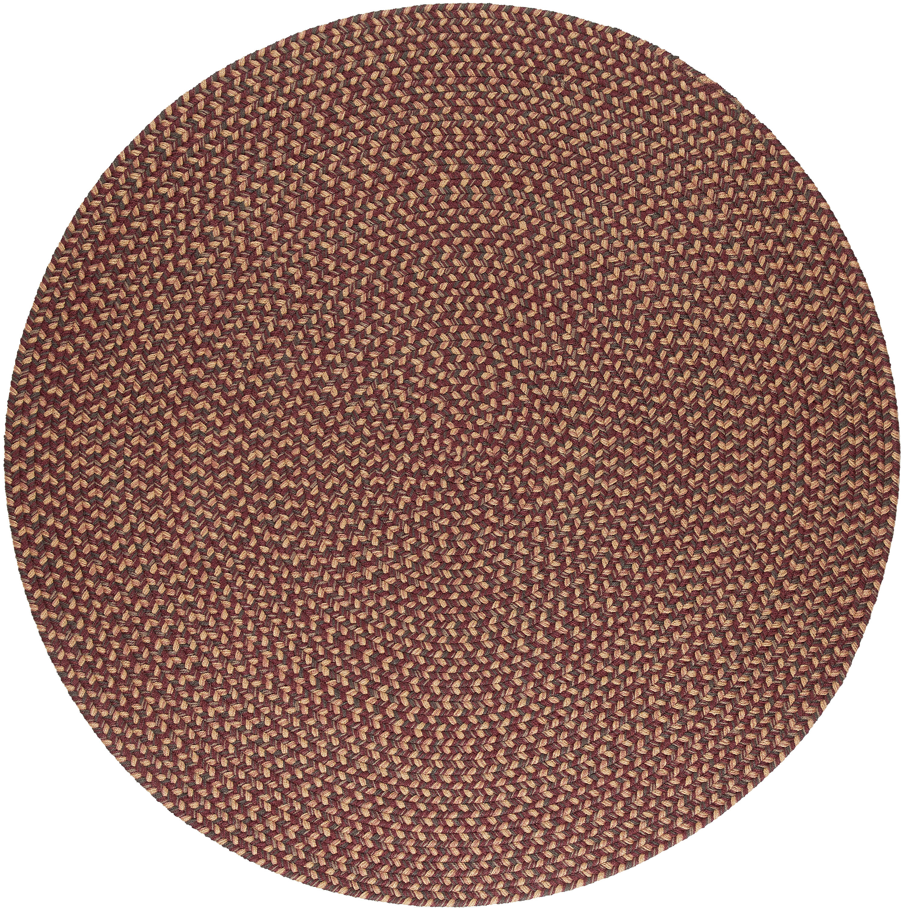 Rhody Rug CD46R048X048 4 x 4 (ft) Braided Polypropylene Garnet Round Indoor/Outdoor Geometric Area rug