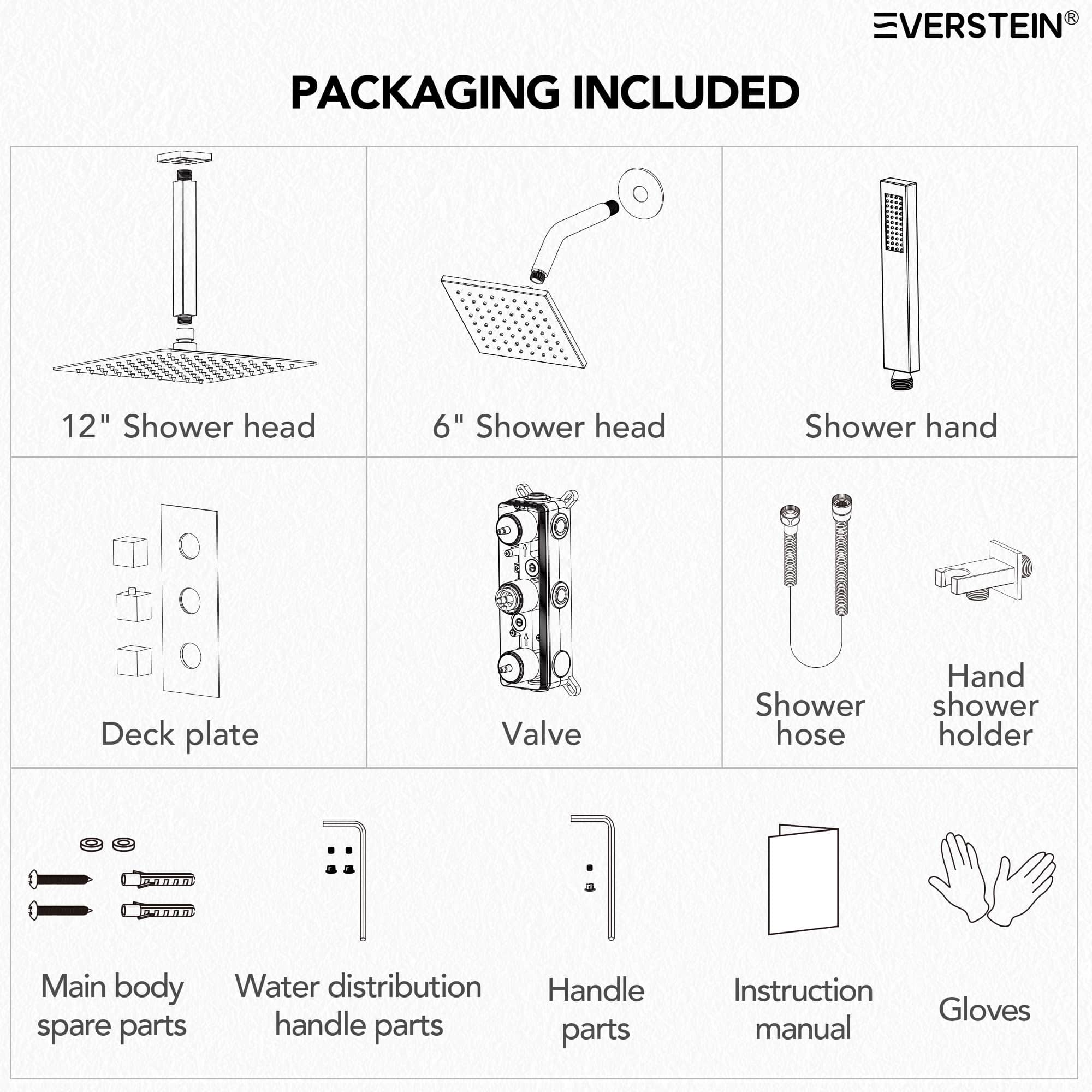 EVERSTEIN SFS1004A-BK12 Showerhead-Bar-Panels - View #11