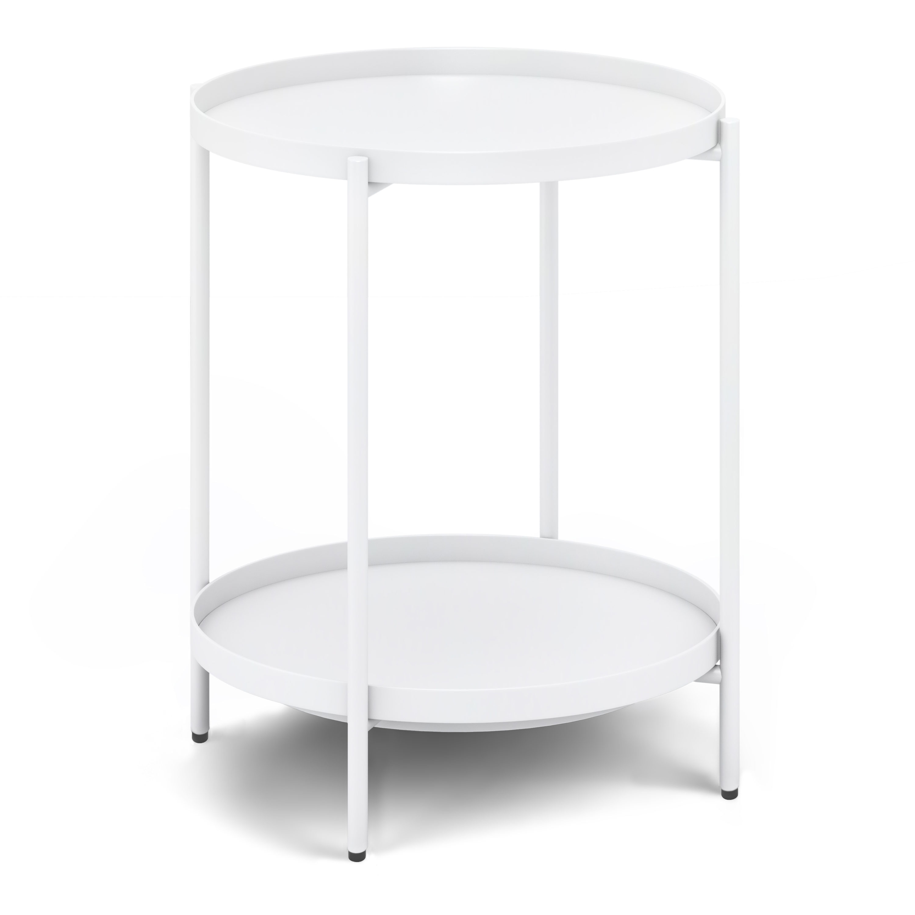 Simpli Home AXCMNT-02-WH Monet 16.9-in W x 22.2-in H White Metal Round Industrial End Table Assembly Required