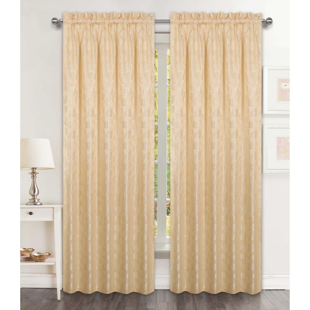 Popular Home 944211 84-Inches BEIGE Floral Rod pocket Single curtain panel