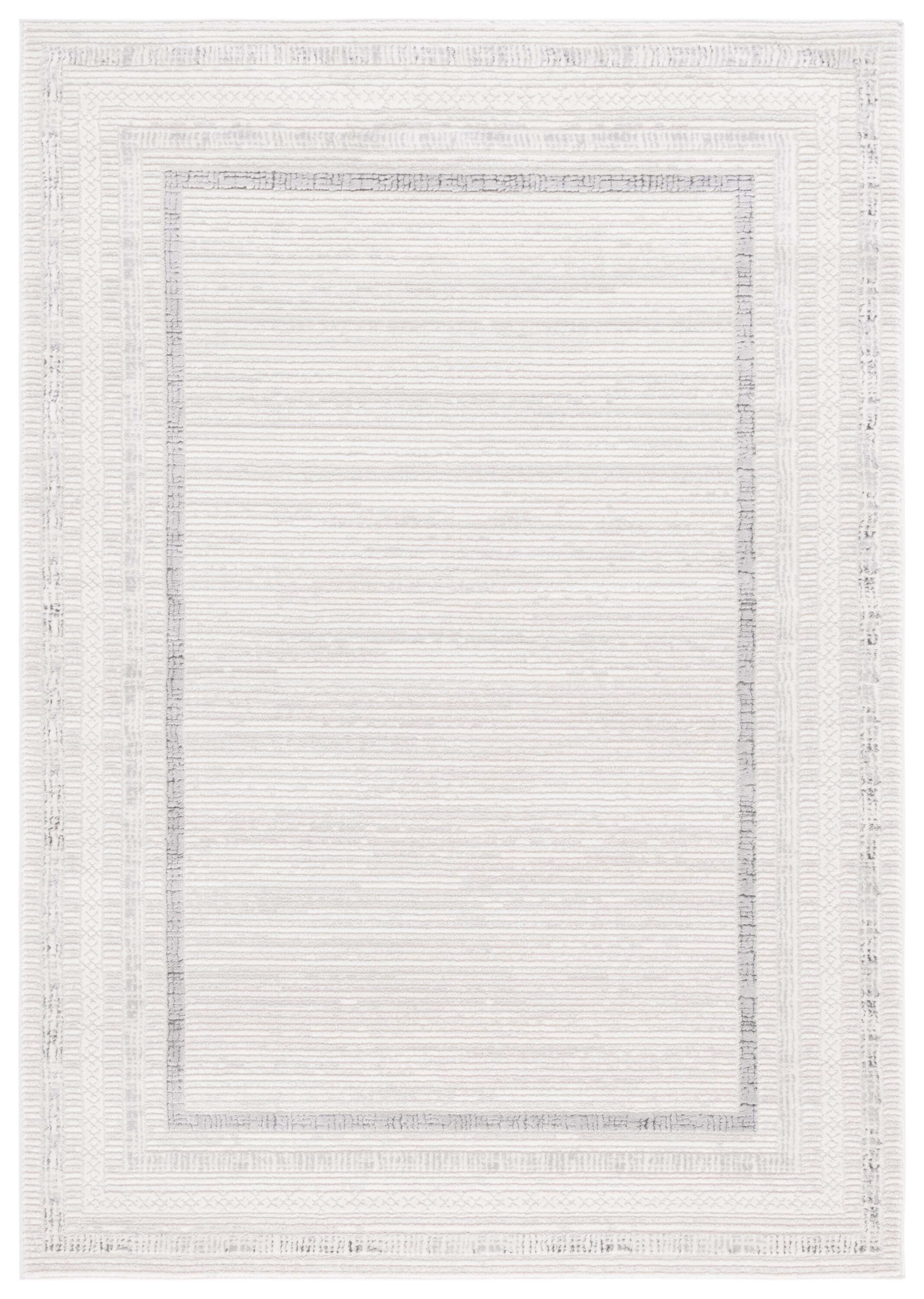 Safavieh HAN113F-9 9 x 12 (ft) Polyester/Polypropylene Ivory/Gray Rectangular Indoor Border Mid-Century Modern Area rug