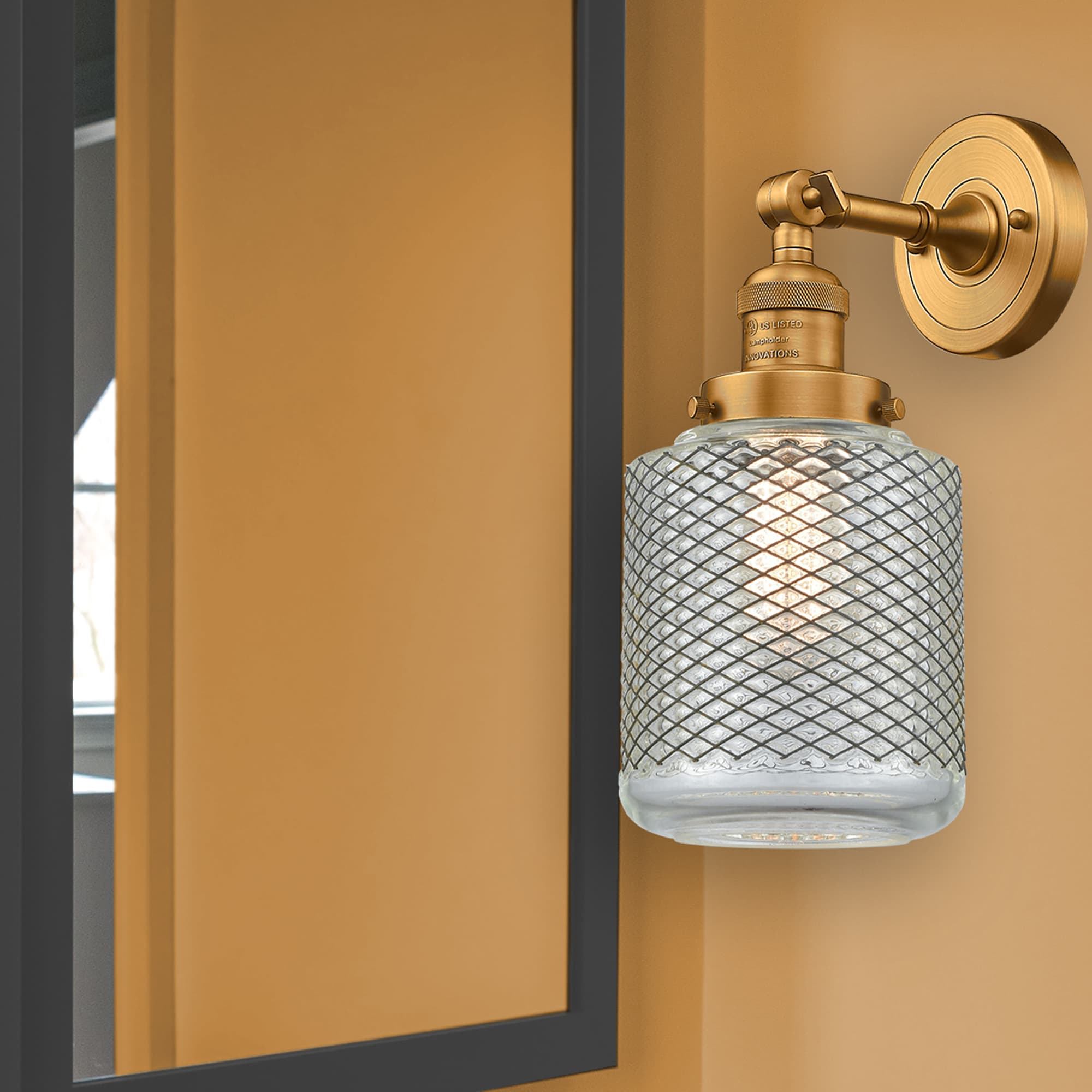 Innovations Lighting 203-BB-G262 Stanton 6-in W 1 -Light Brushed Brass Industrial Wall Sconce