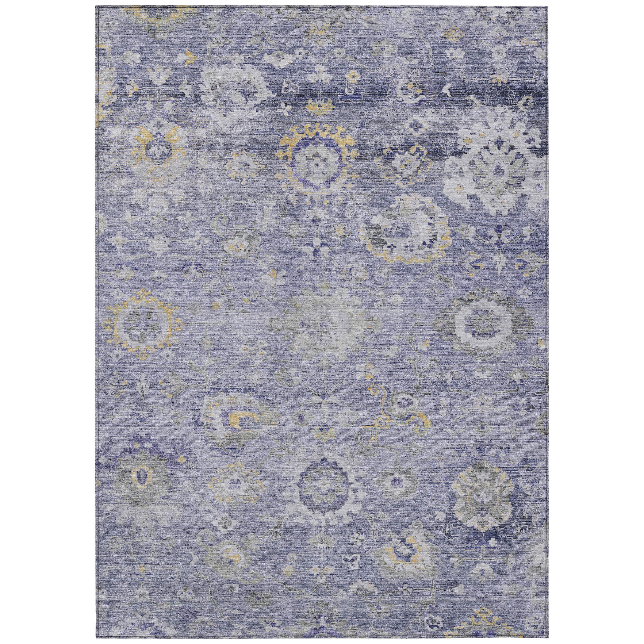 Lavender Flat Woven Synthetic Washable Rectangular Rug