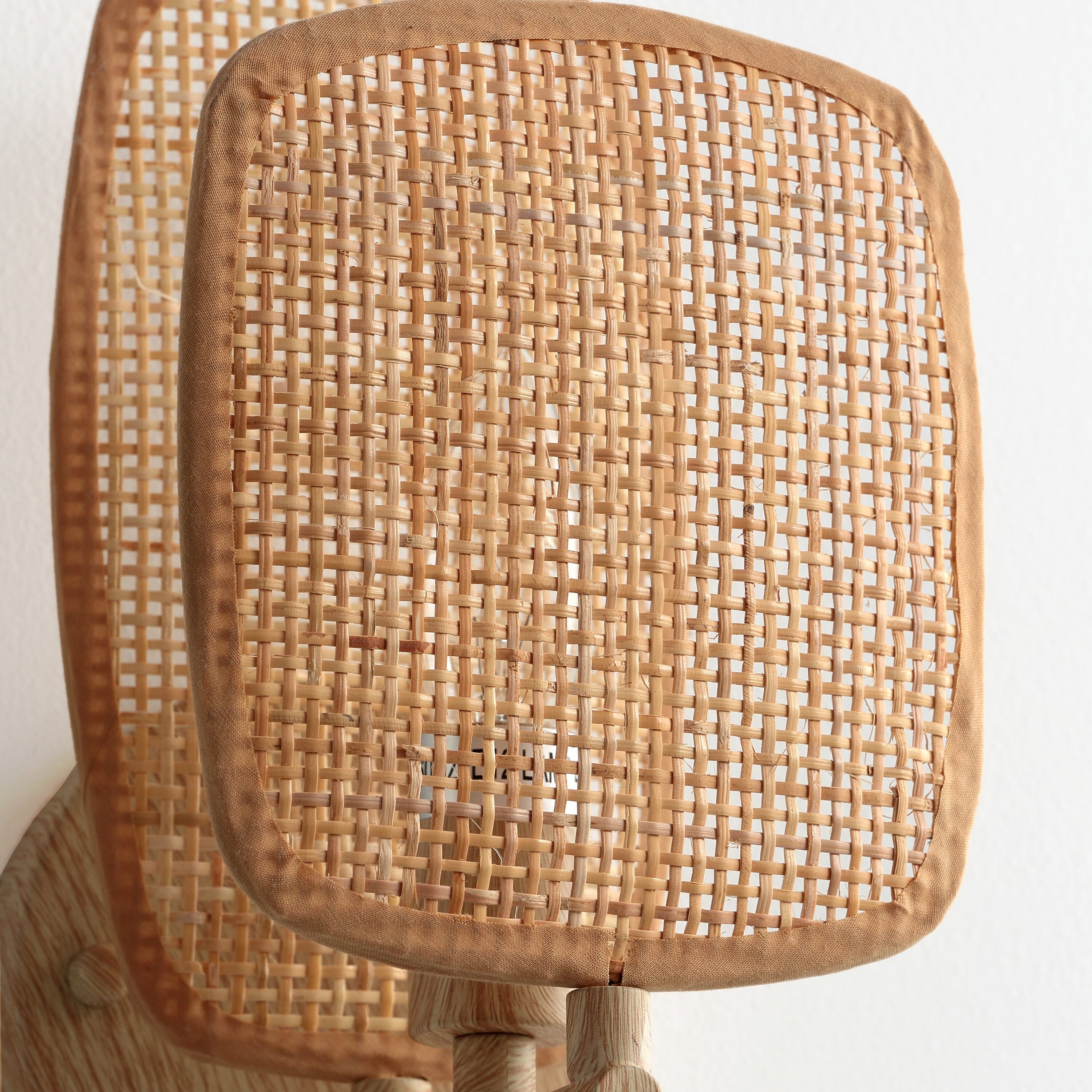 Natural Woven Bamboo Plug-in Wall Sconce with Dimmer