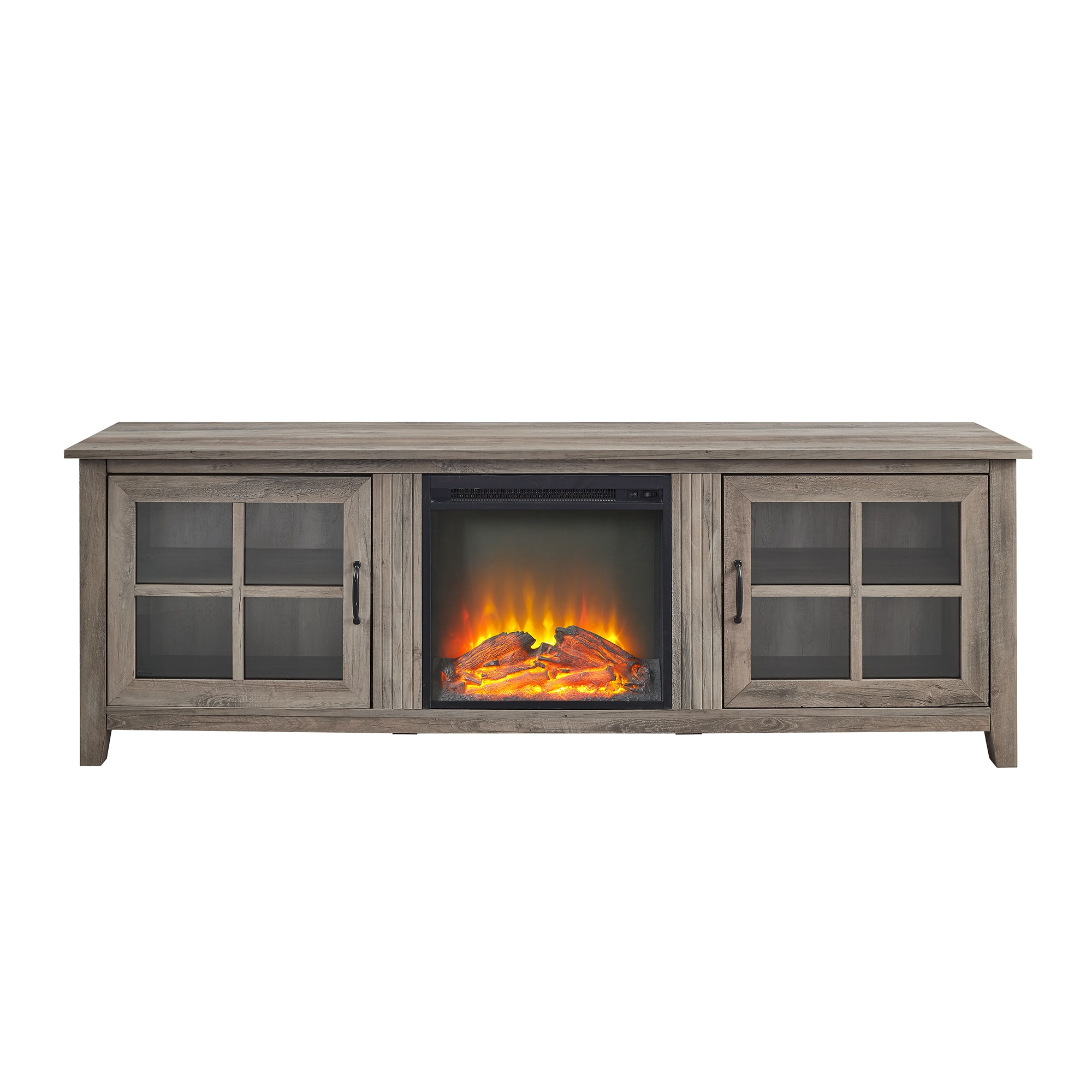 Mondawe MO-WE89437 70-Inches W Gray Wash TV Stand with Infrared quartz Corner or flat wall Electric Fireplace