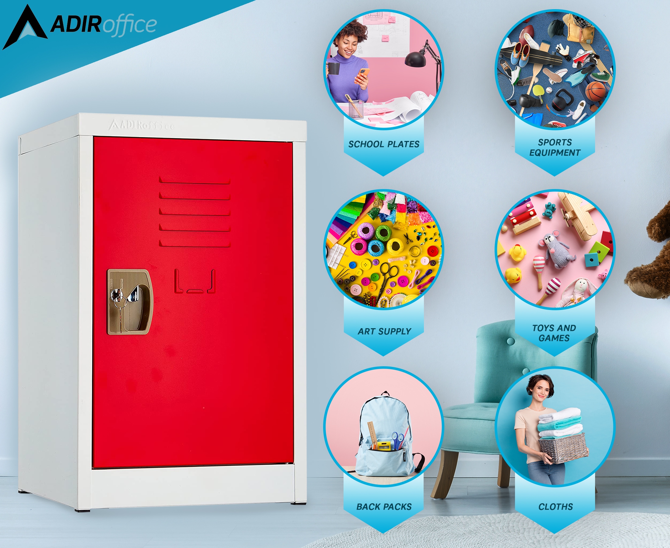 AdirOffice 629-02-RED-2PK Storage-Lockers - View #9