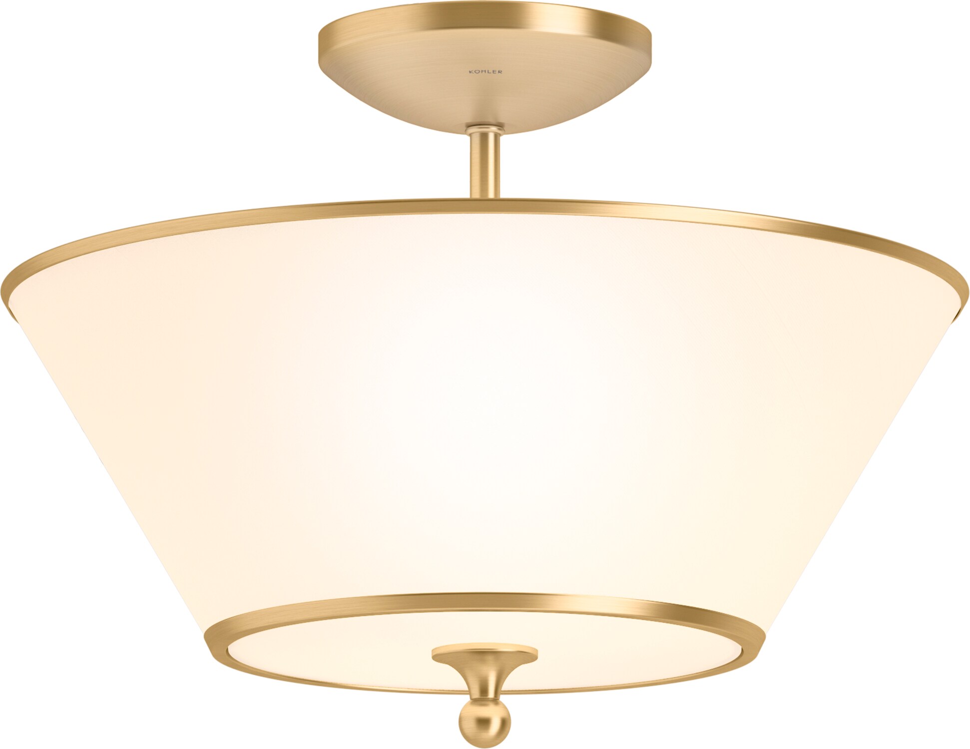 KOHLER Parohn 16 in. 2-Light Brushed Moderne Brass Flush Mount Light