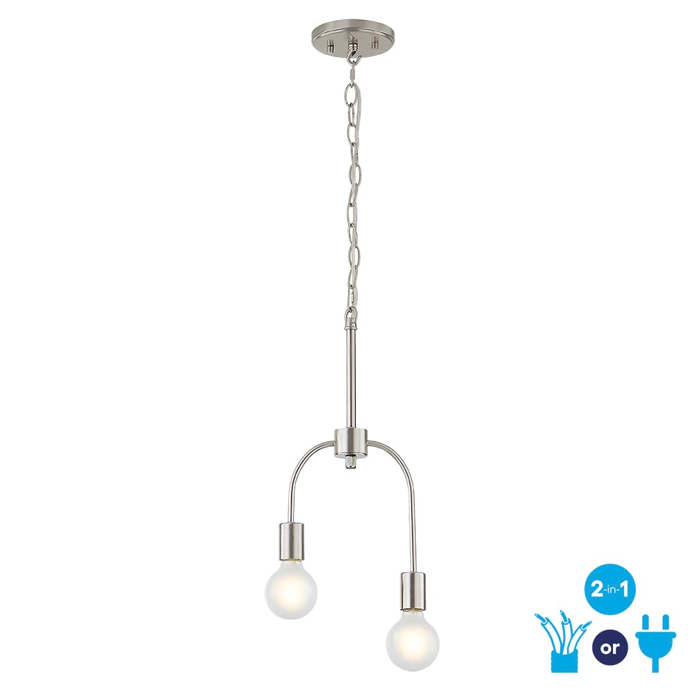 allen + roth LW1879-BN-CV Coover 2 -Light Brushed Nickel Modern/contemporary Teardrop Medium Hanging Pendant light