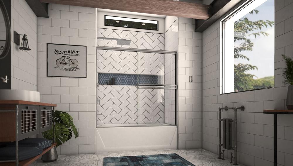 Arizona Shower Door Traditional Brushed Nickel 52 In To 56 In W X 5475 In H Semi Frameless 2674