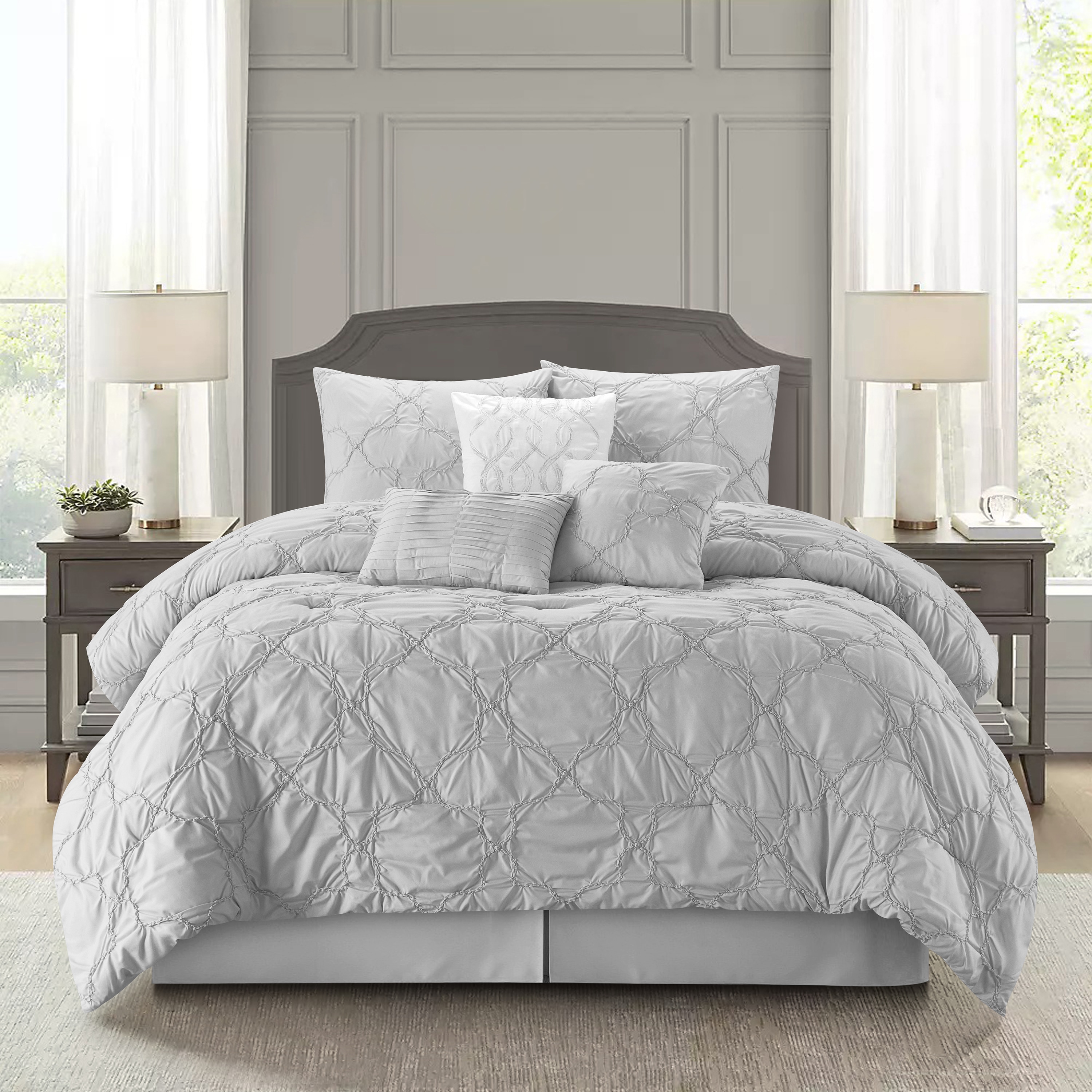 Nanshing 7-Piece Grey Queen Comforter Set MARISCOS7-Q-GRY at Lowes.com