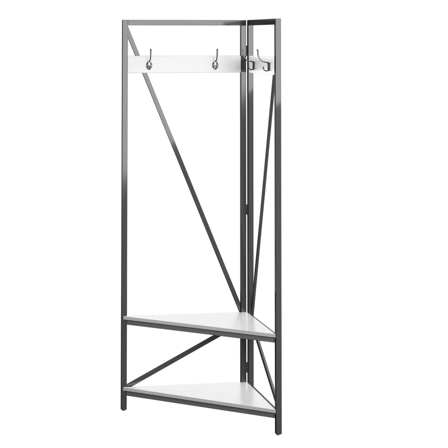 Slickblue Functional Metal Hall Tree with Bench and Shelves - 72-in Gray and White Manufactured Wood Hall Tree for Entryway
