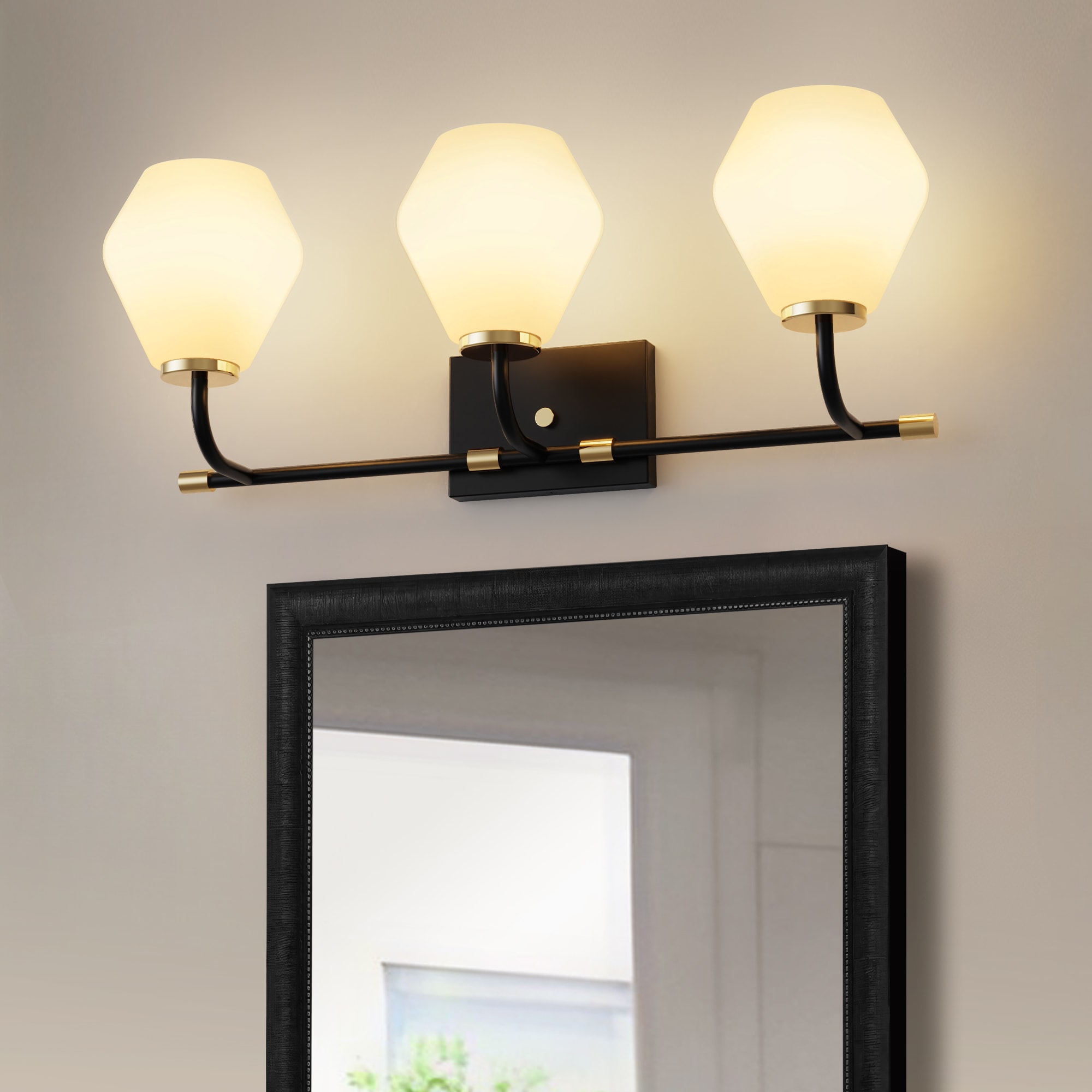 YANSUN LA-ZD-JQ20001CGB-11 25.1-in 3 -Light Matte Black Industrial Vanity light