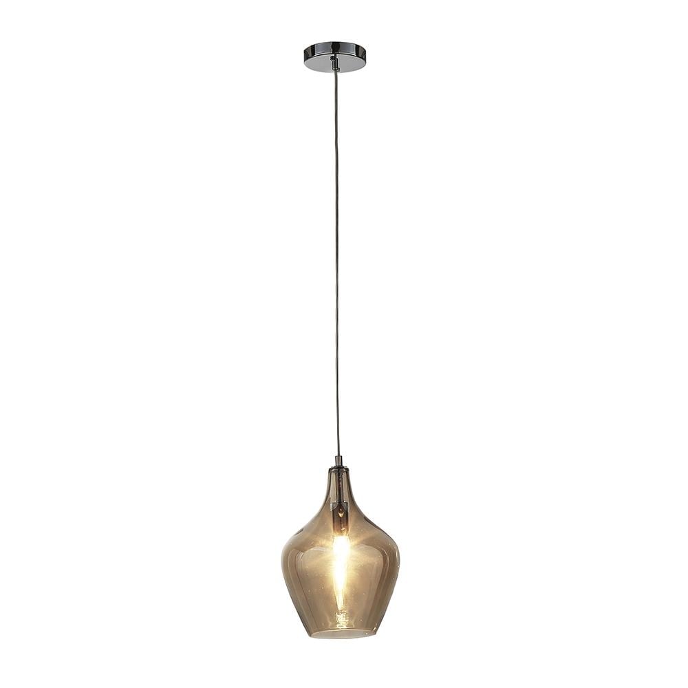 OVE Decors LANE-PNDT Lane Chrome Transitional Stained Glass Bell LED Mini Hanging Pendant Light