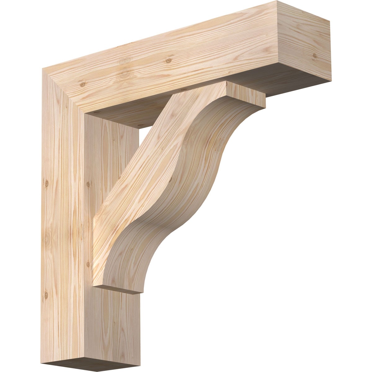 Ekena Millwork 1462582 Funston Block Smooth Bracket with Offset Brace 7-1/2-in x 28-in x 28-in Douglas fir Brown Wood Standard bracket