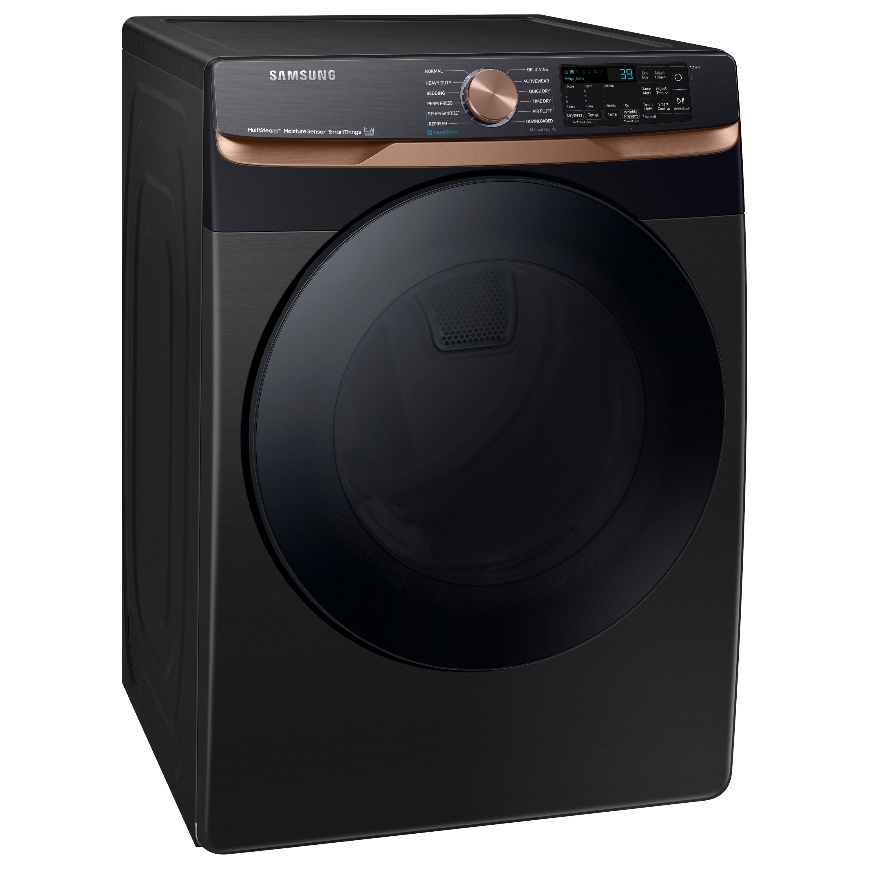 Samsung 7.5-cu ft Stackable Steam Cycle Electric Dryer (Brushed Black ...