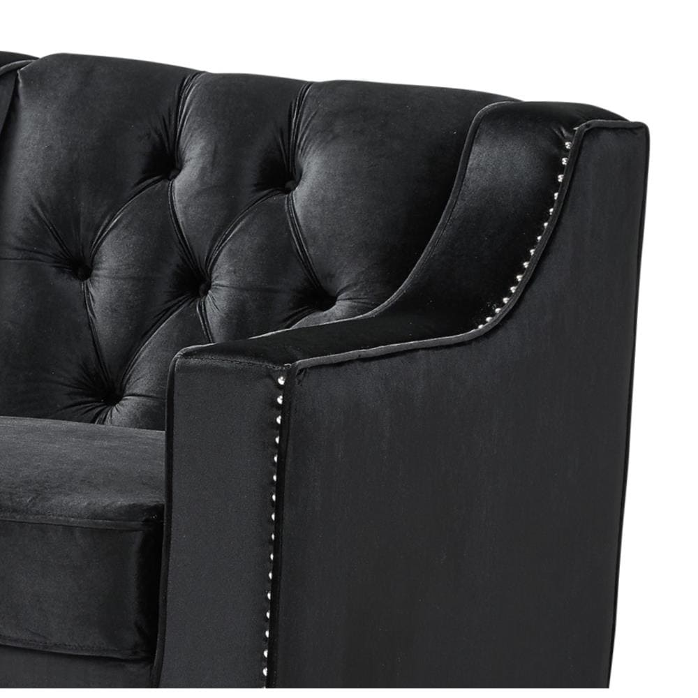 Inspired Home Queenie Modern Black Velvet Contemporary Club Chair at ...