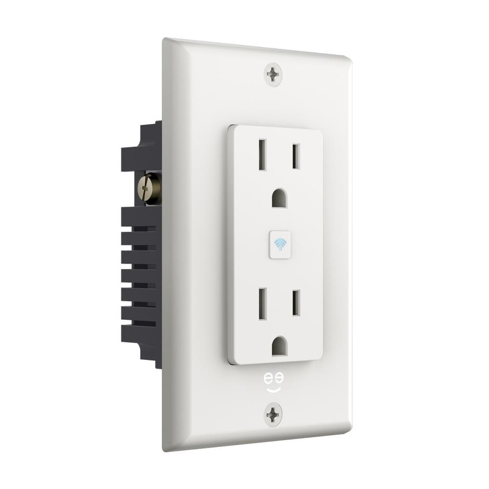 Basics Smart In-Wall Outlet with 2 Individually Controlled Outlets,  Tamper Resistant, 2.4 GHz Wi-Fi, Works with Alexa Only, 4.57 x 2.80 x 1.85  inches, White 