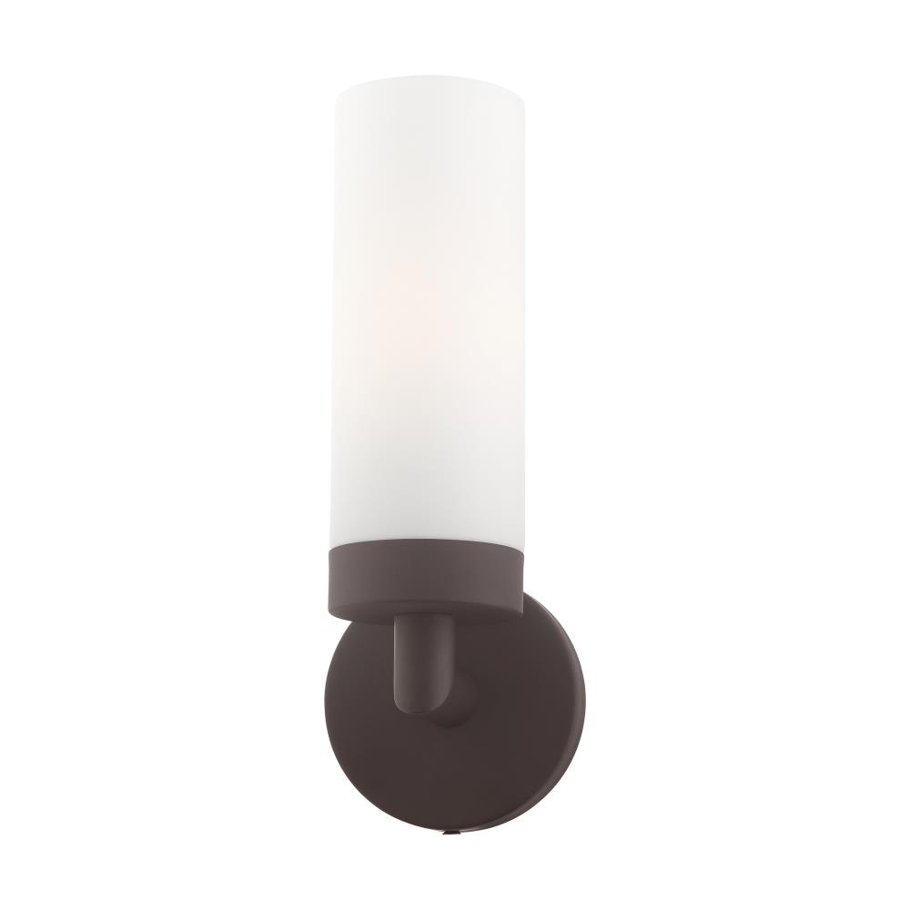 Aero Bronze 1-Light Wall Sconce with Satin Opal White Glass