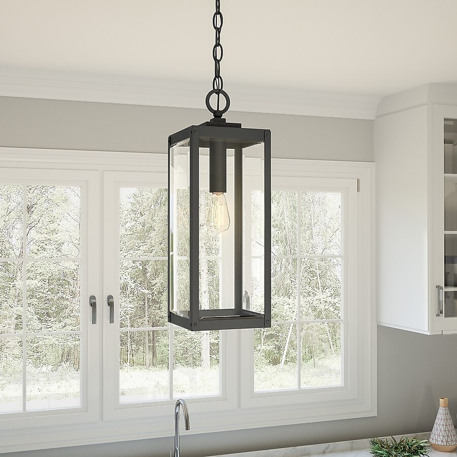 Quoizel Westover Earth Black Transitional Clear Glass Lantern Pendant Light Quoizel Westover Earth Black Transitional Clear Glass Lantern Pendant Light