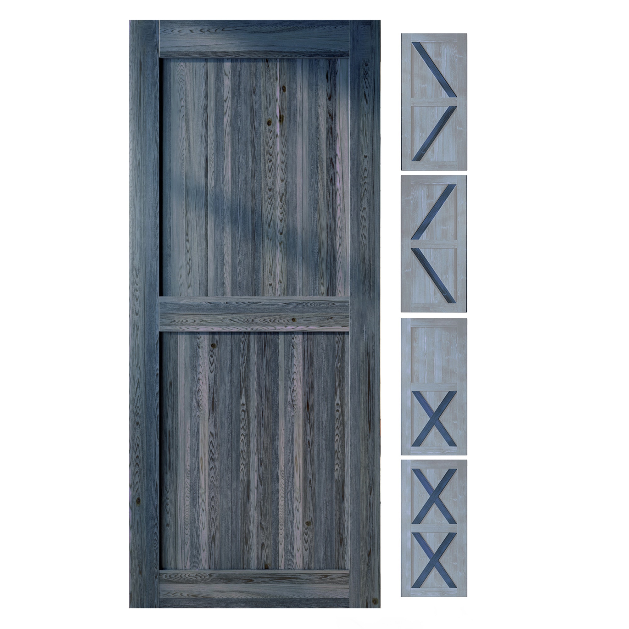 HOMACER 4280F-NAVY 42-in x 80-in Navy Pine Wood Solid core Single Barn Door (Hardware Not Included)