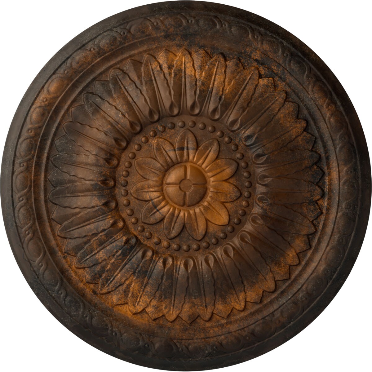 Ekena Millwork CM24TERUS Temple 24-in W x 24-in L Painted Rust Polyurethane Whole Ceiling Medallion