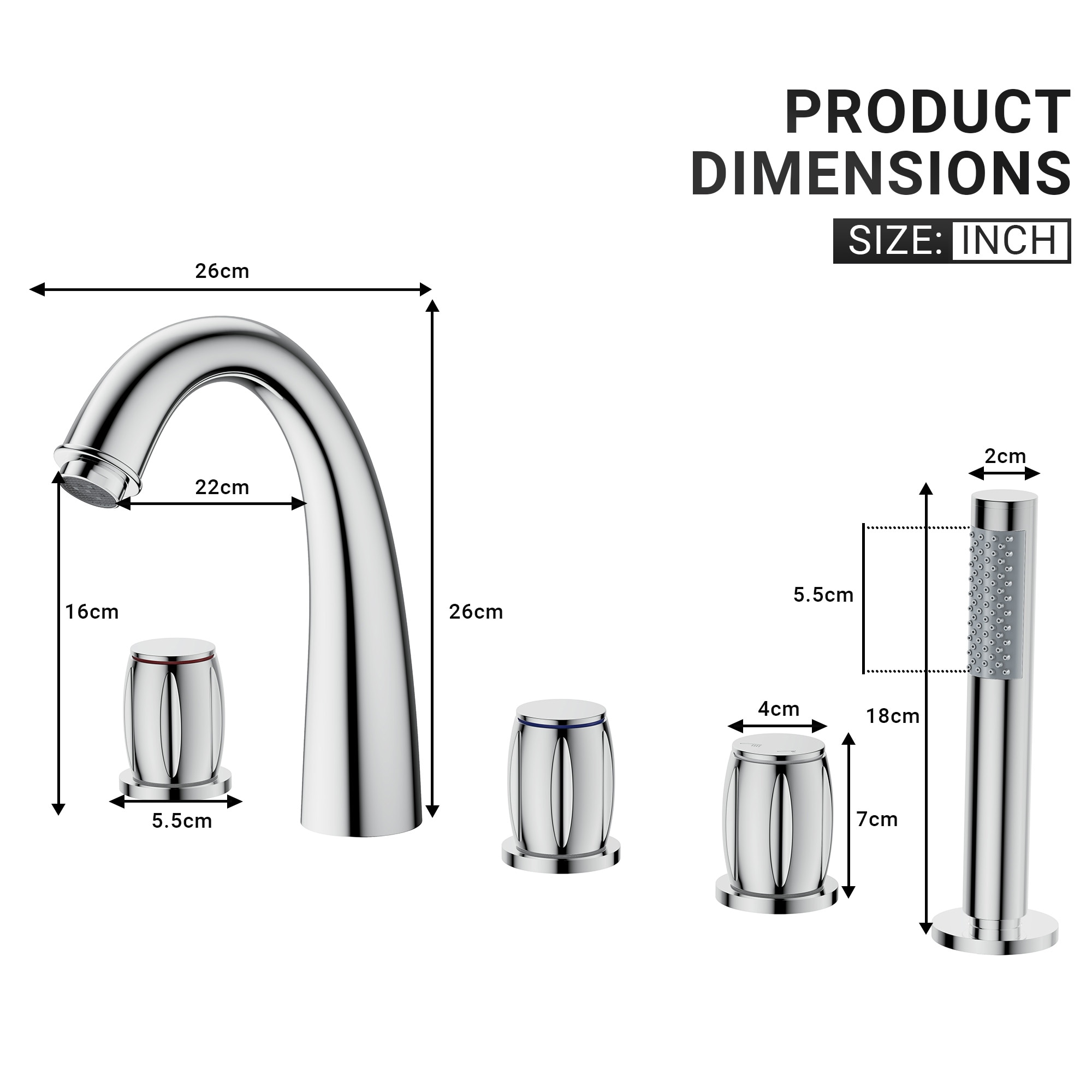 CASAINC KCLT0056-BG Roman-Tub-Faucets - View #5