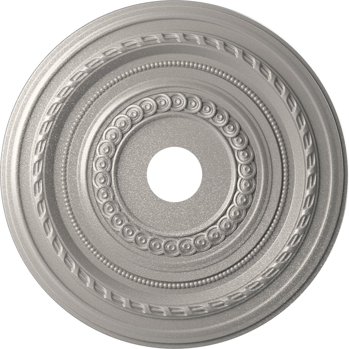 Ekena Millwork CMP22COASV Cole Thermoformed 22-in W x 22-in L Painted Textured Metallic Silver PVC Whole Ceiling Medallion