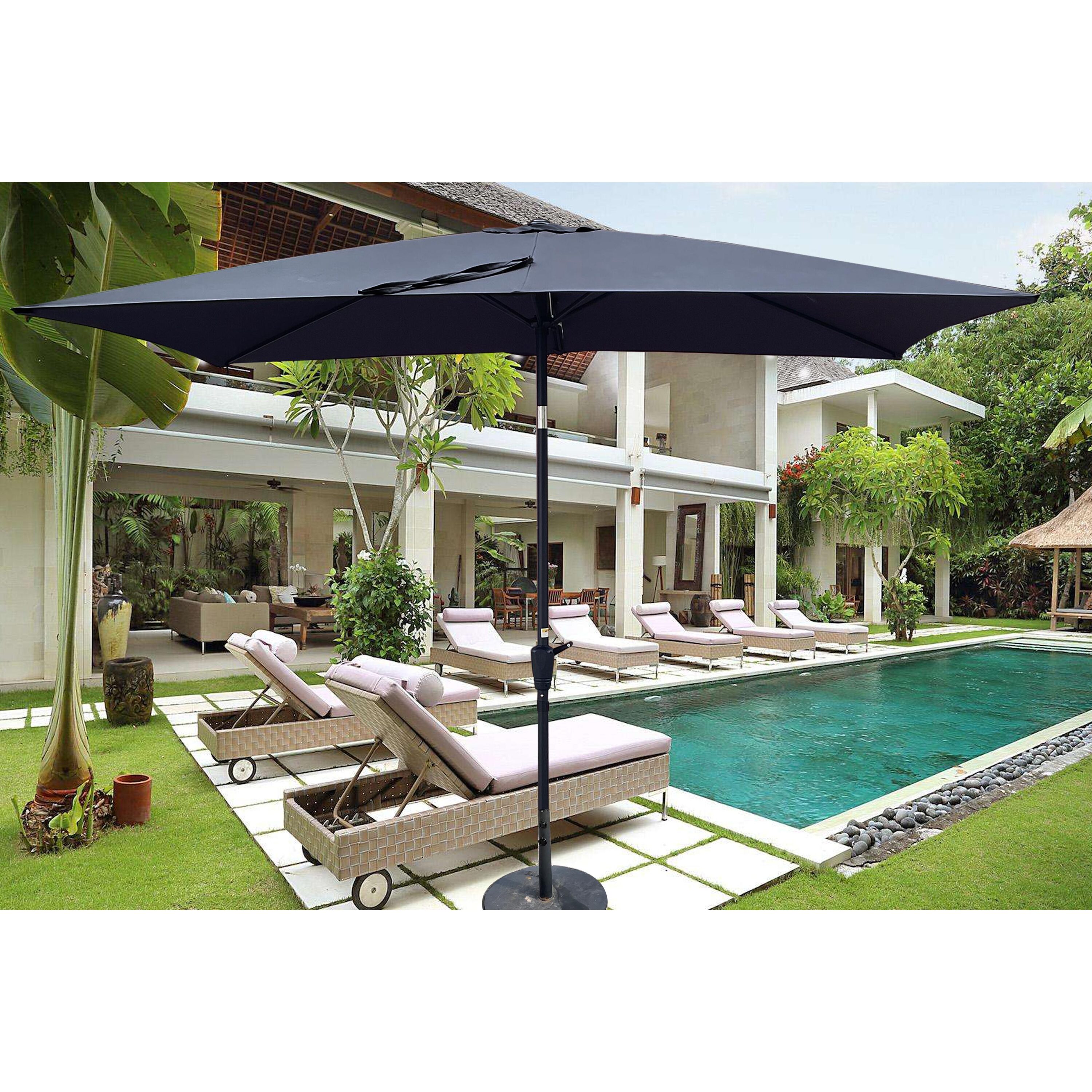 Bayfeve 9-ft Navy Blue Crank Market Patio Umbrella in the Patio ...