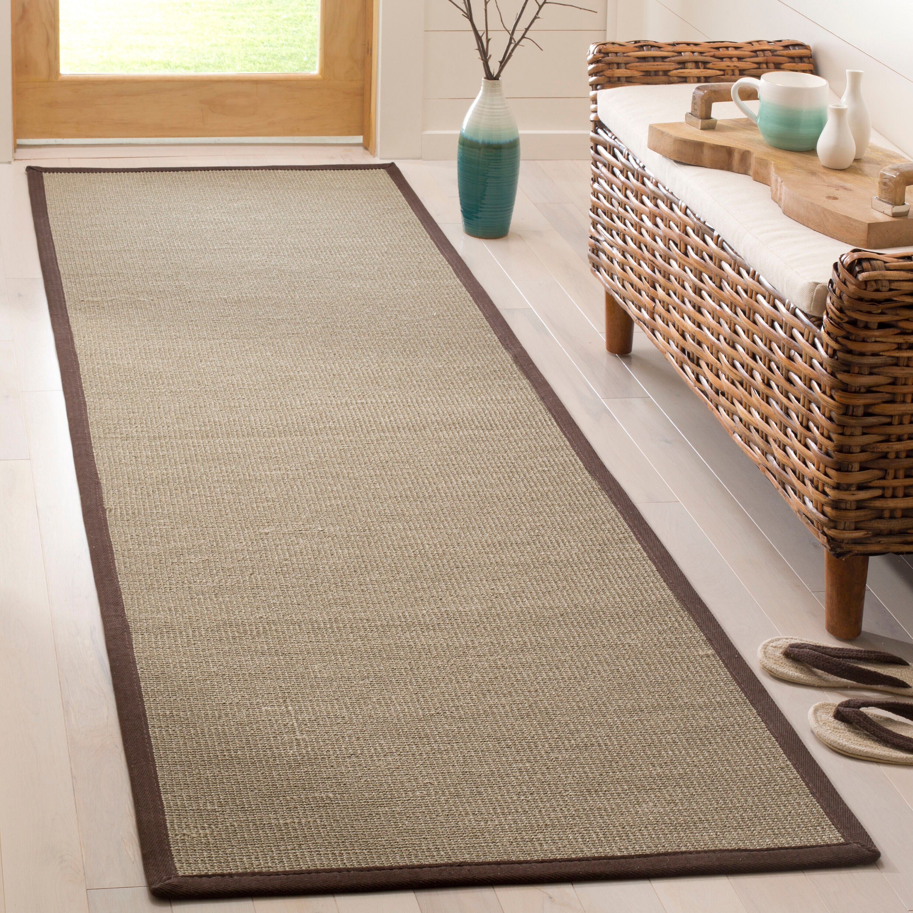 Safavieh NF131F-28 Natural Fiber Tobias 3 x 8 (ft) Loomed Sisal Sage/Brown Rectangular Indoor Solid Farmhouse/Cottage Runner rug