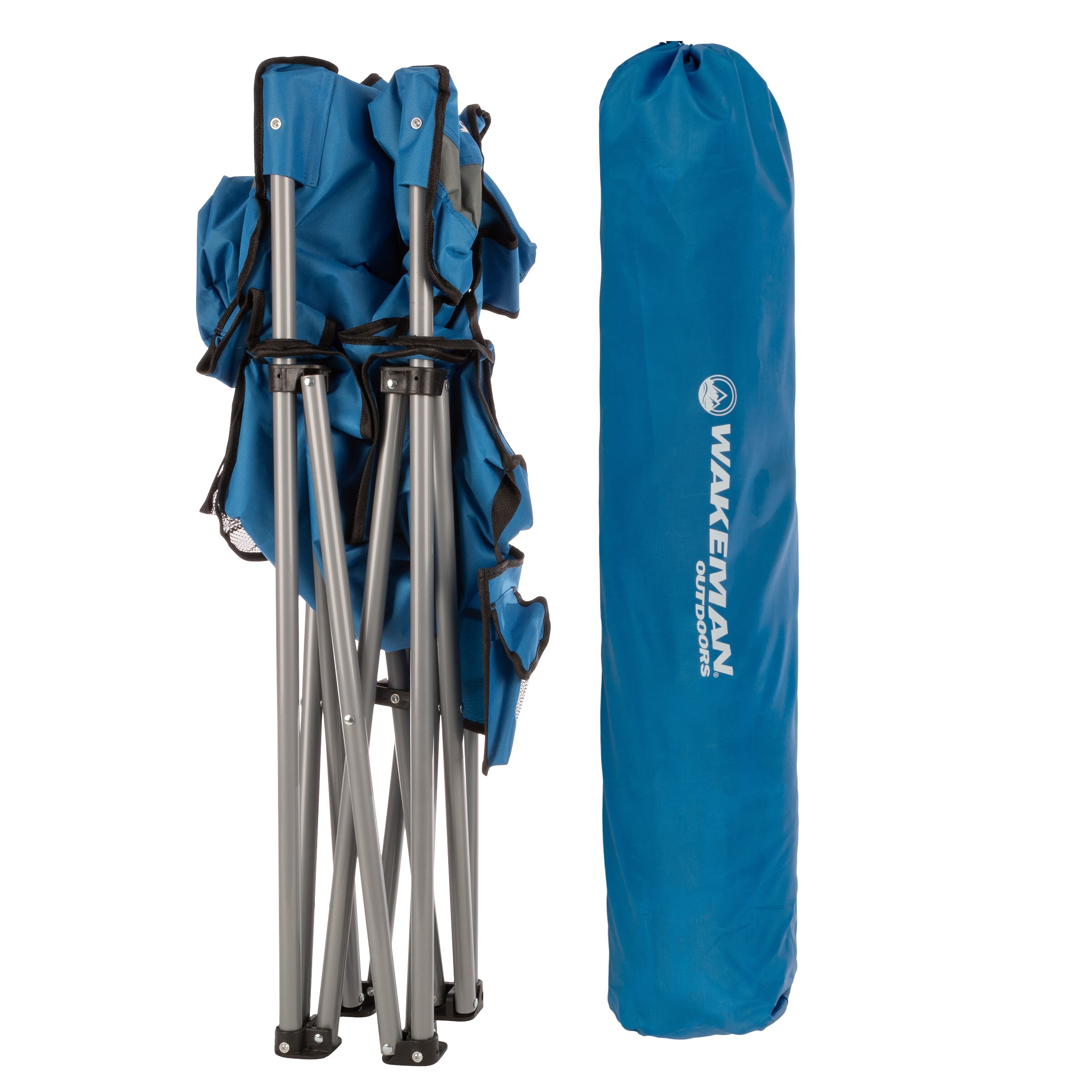 Oversized Blue and Gray Heavy Duty Folding Camping Chair