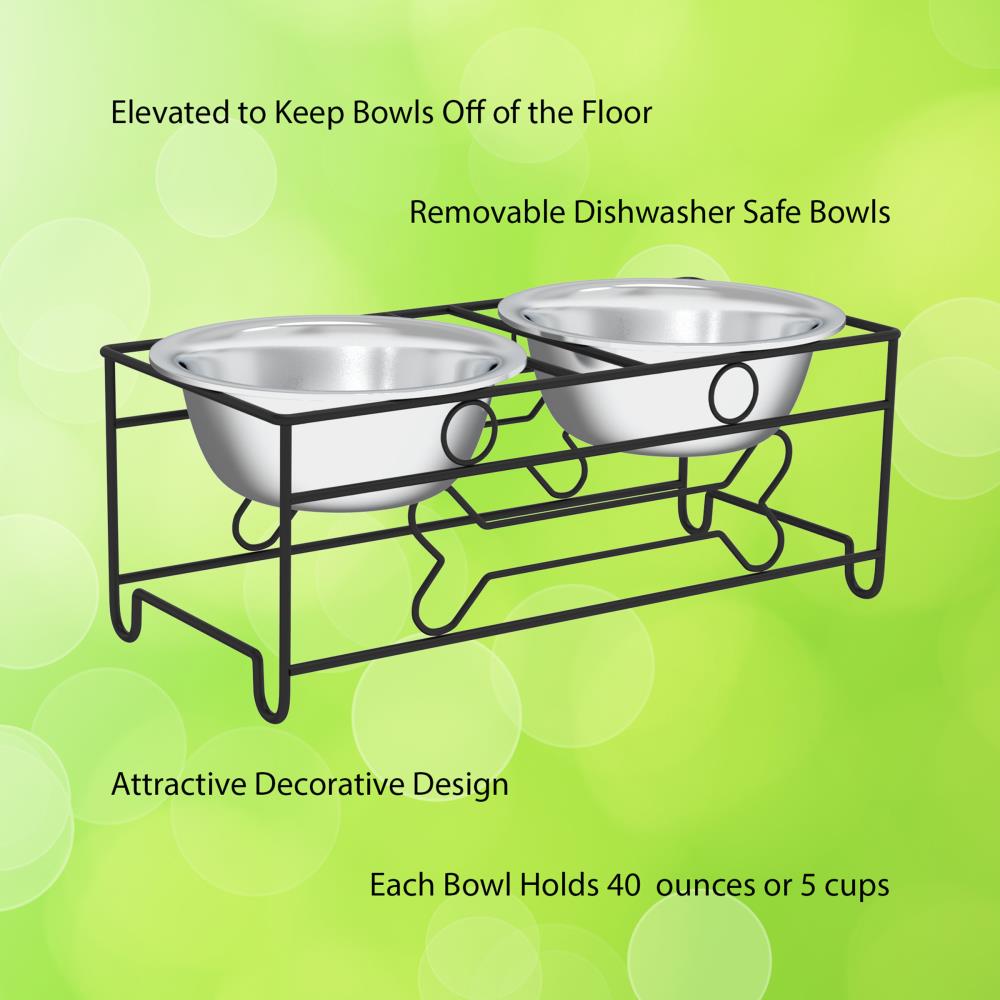 Pet Pal 40-oz Stainless Steel Dog/Cat Bowl(s) with Stand (2 Bowls) at