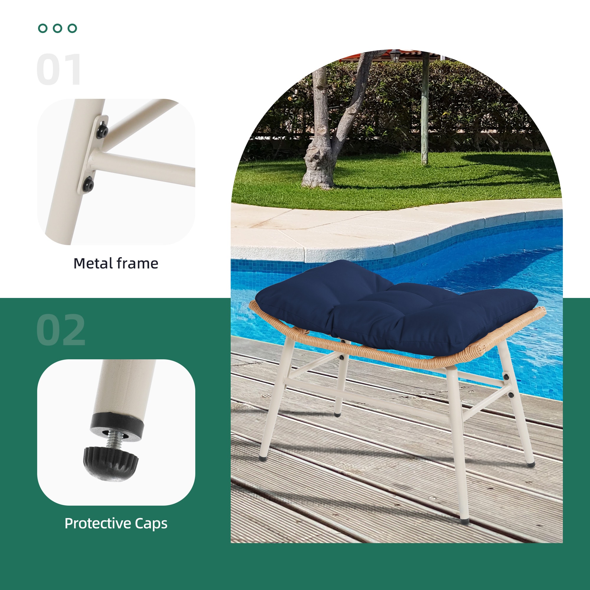 UPHA Y10BE-2A2BC-NAVYBLUE Patio-Chairs - View #5