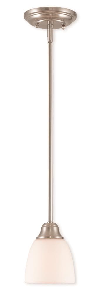 Livex Lighting 53850-91 Somerville Brushed Nickel Transitional Opal Glass Bell Mini Hanging Pendant Light