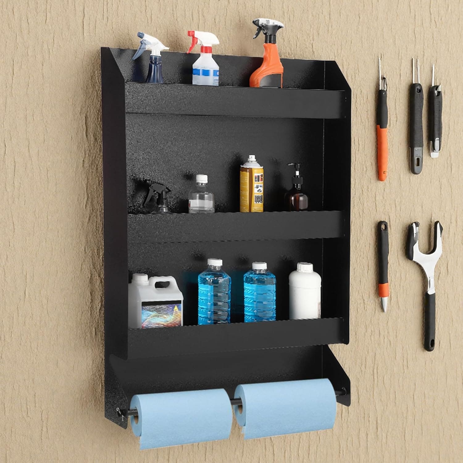 Garvee - Metal Storage Cabinet 320 A Aluminum Work Station Storage Cabinet 3 Shelf Wall-Mounted W...