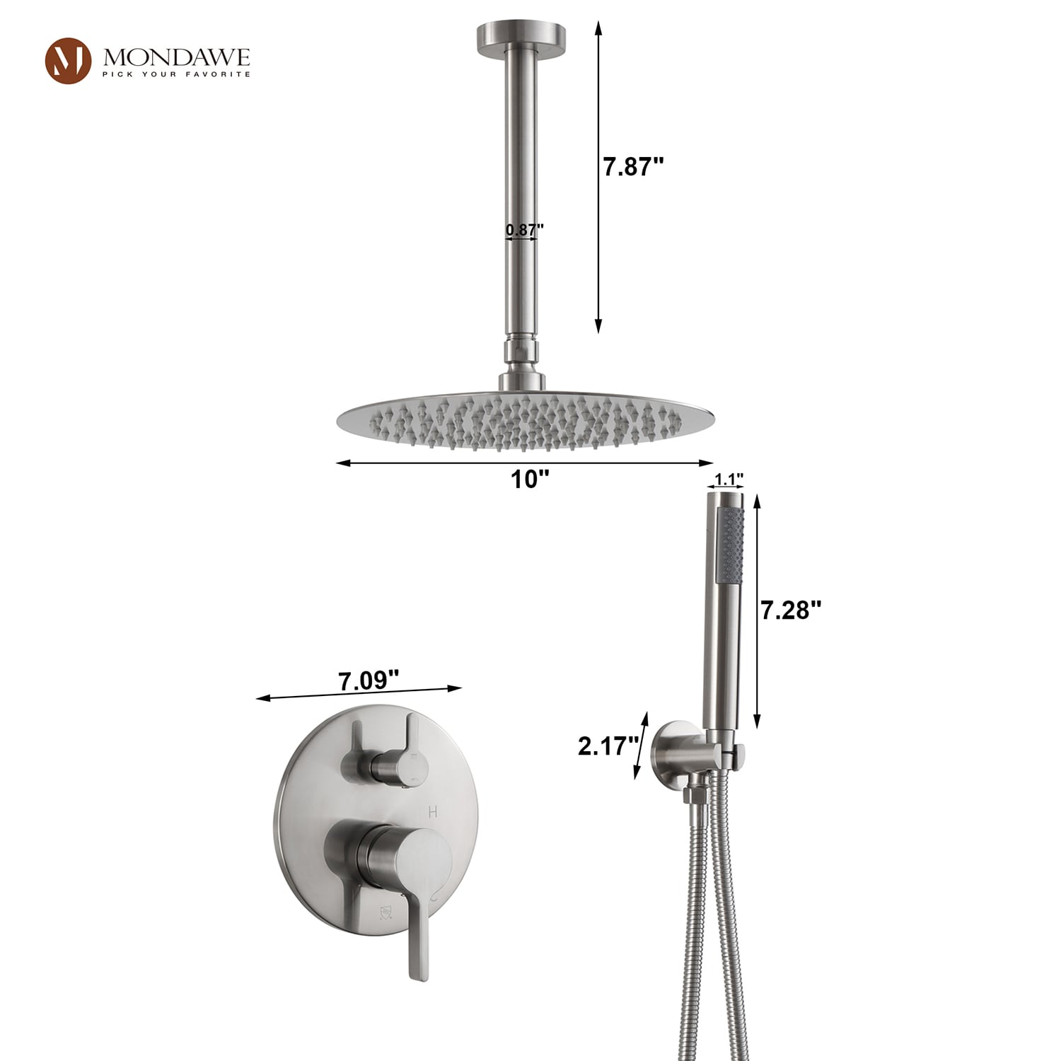 Mondawe MOSL030-10BN Showerhead-Bar-Panels - View #8